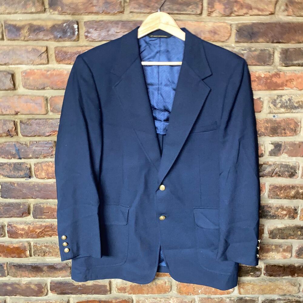 Kingsridge Vintage Navy Blue 2-Button Blazer Jacket Sports Coat Men's Size 46